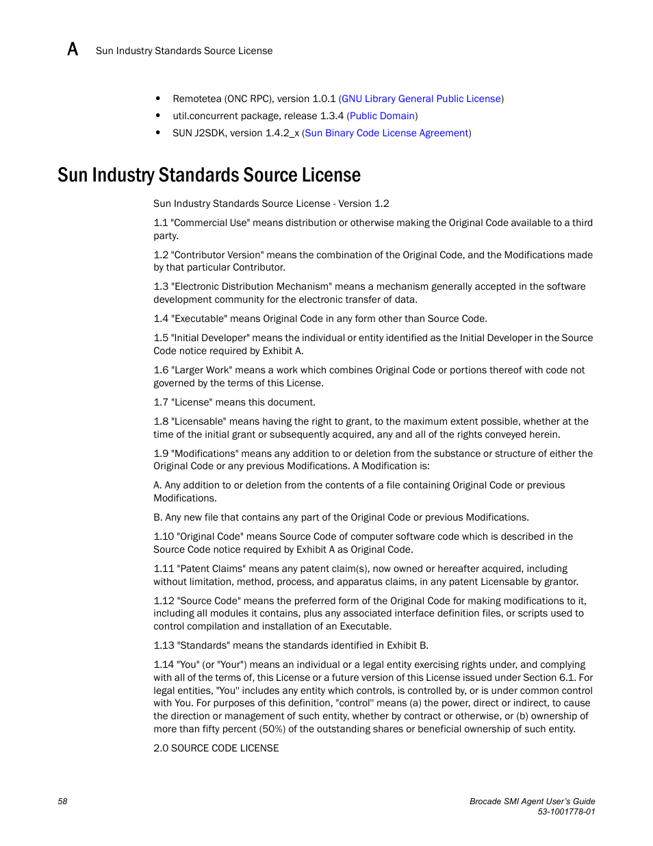 Sun industry standards source license | Brocade Communications Systems 53-1001778-01 User Manual | Page 74 / 90