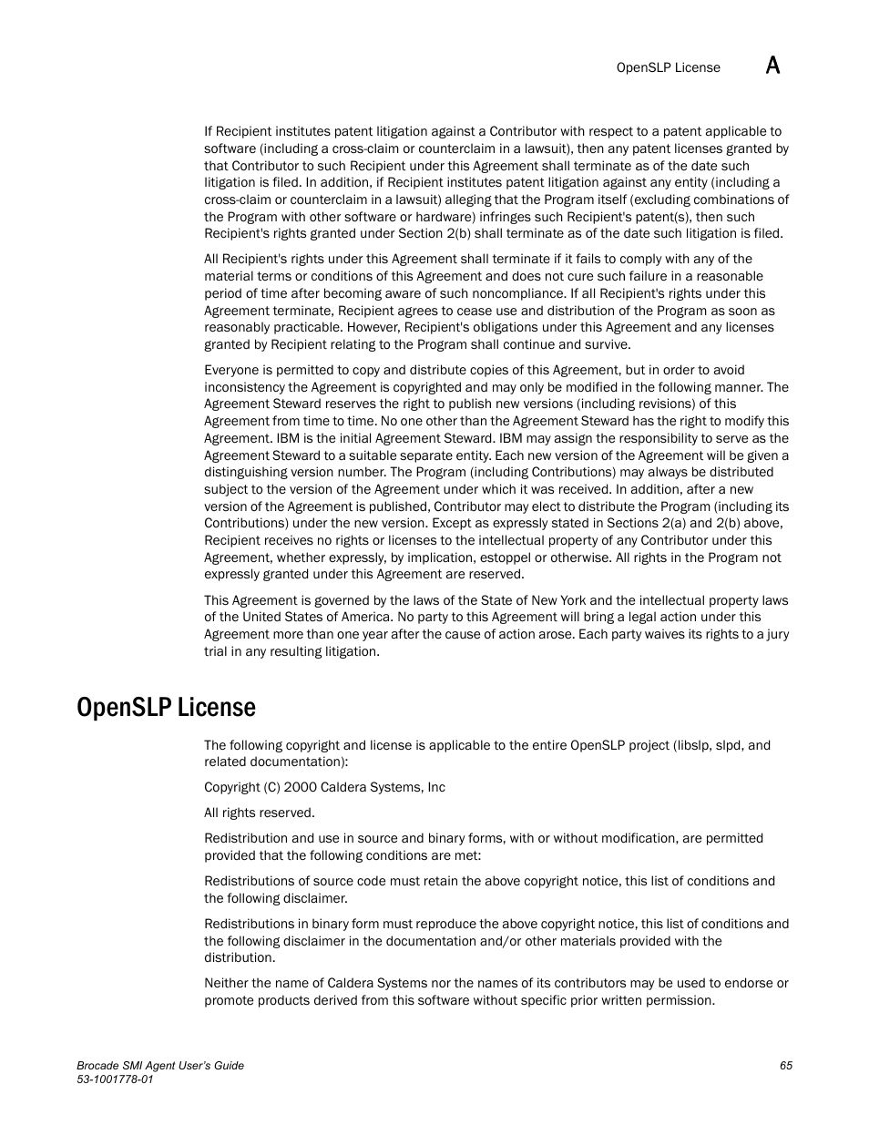 Openslp license | Brocade Communications Systems 53-1001778-01 User Manual | Page 81 / 90