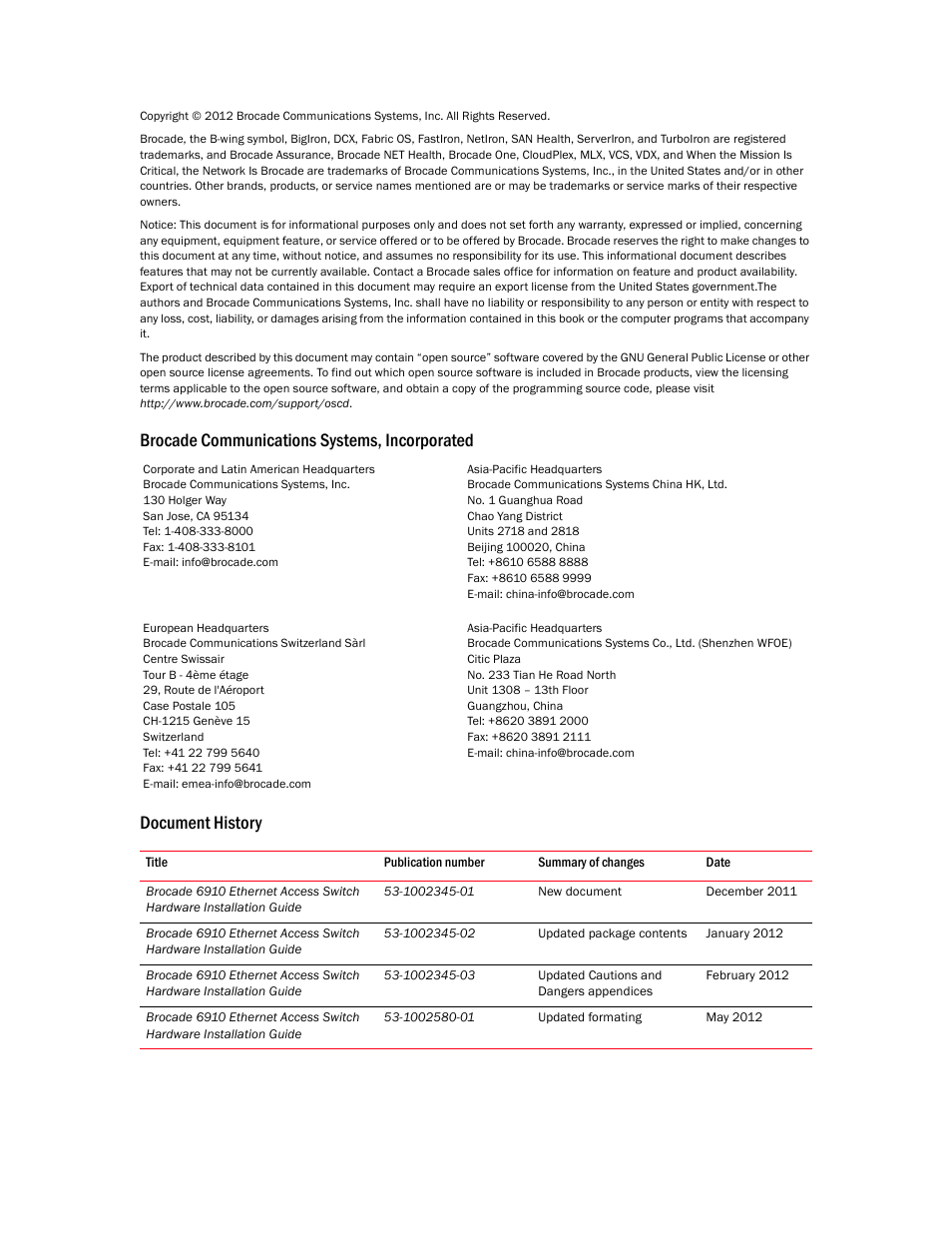 Brocade Communications Systems Brocade 6910 Ethernet Access Switch 53-1002580-01 User Manual | Page 2 / 82