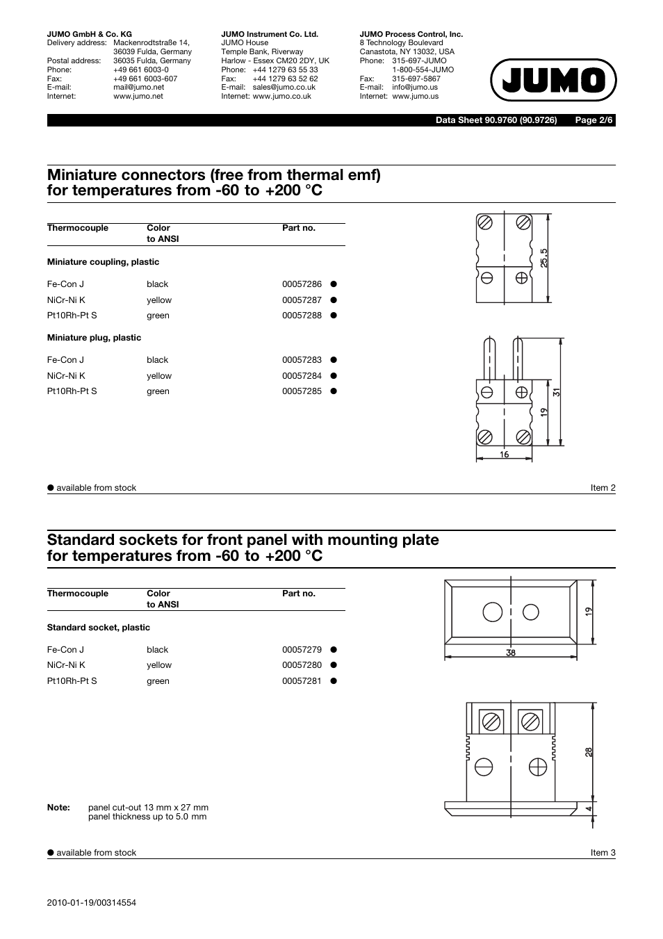 JUMO 909760 Connectors for Thermocouples Data Sheet User Manual | Page 2 / 6