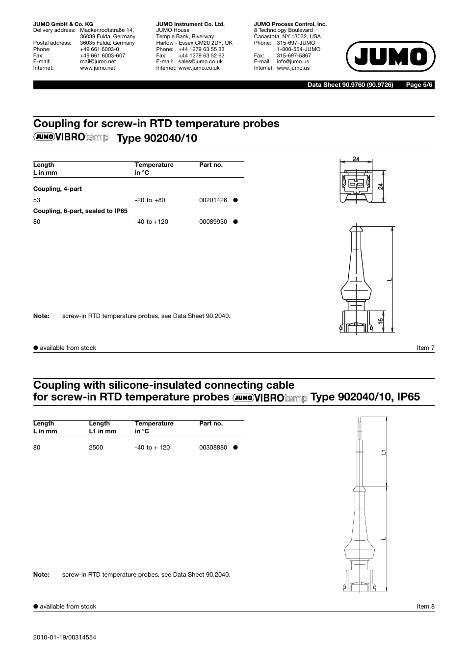 JUMO 909760 Connectors for Thermocouples Data Sheet User Manual | Page 5 / 6