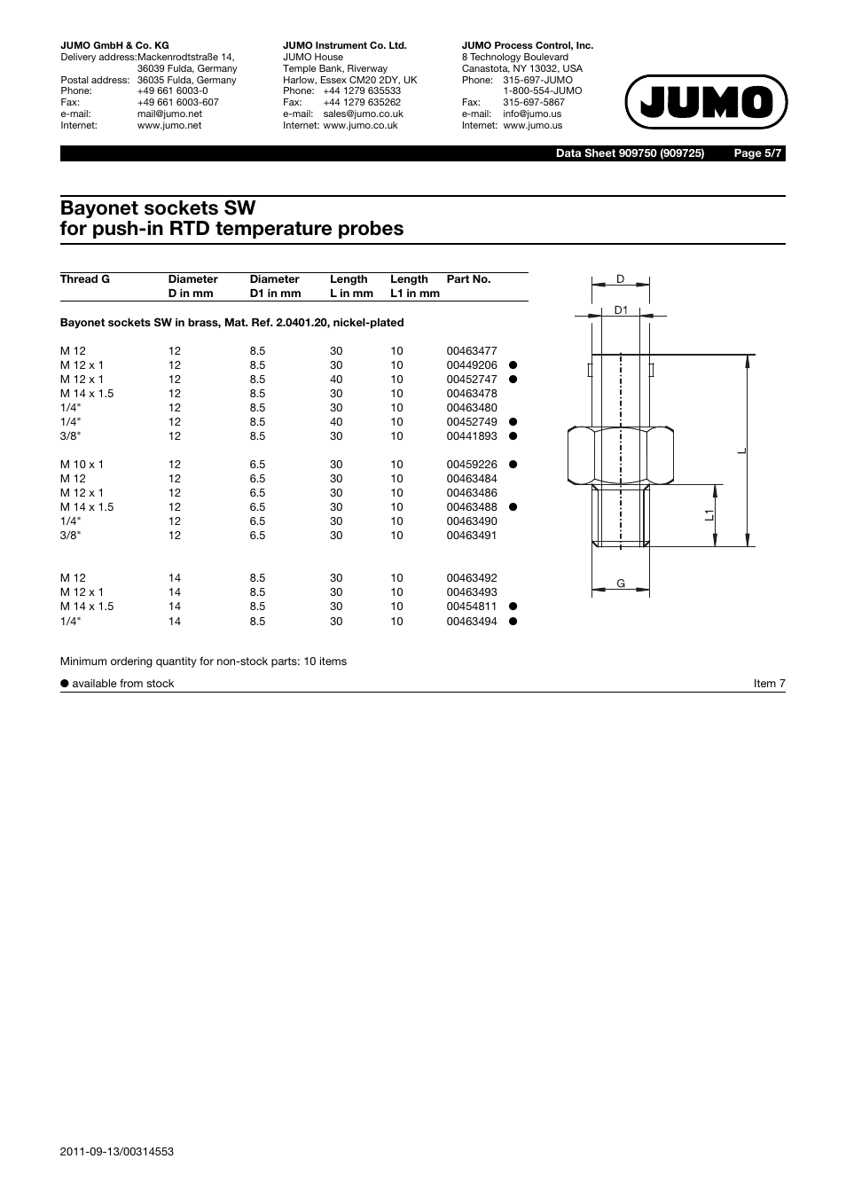 JUMO 909750 Pipe Screw Connections Data Sheet User Manual | Page 5 / 7