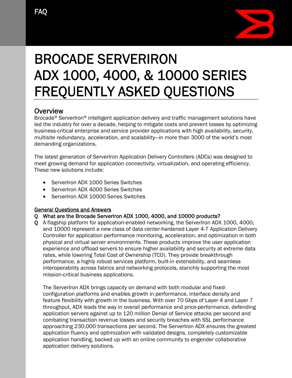 Brocade Communications Systems Brocade Serveiron 1000 User Manual | 14 pages