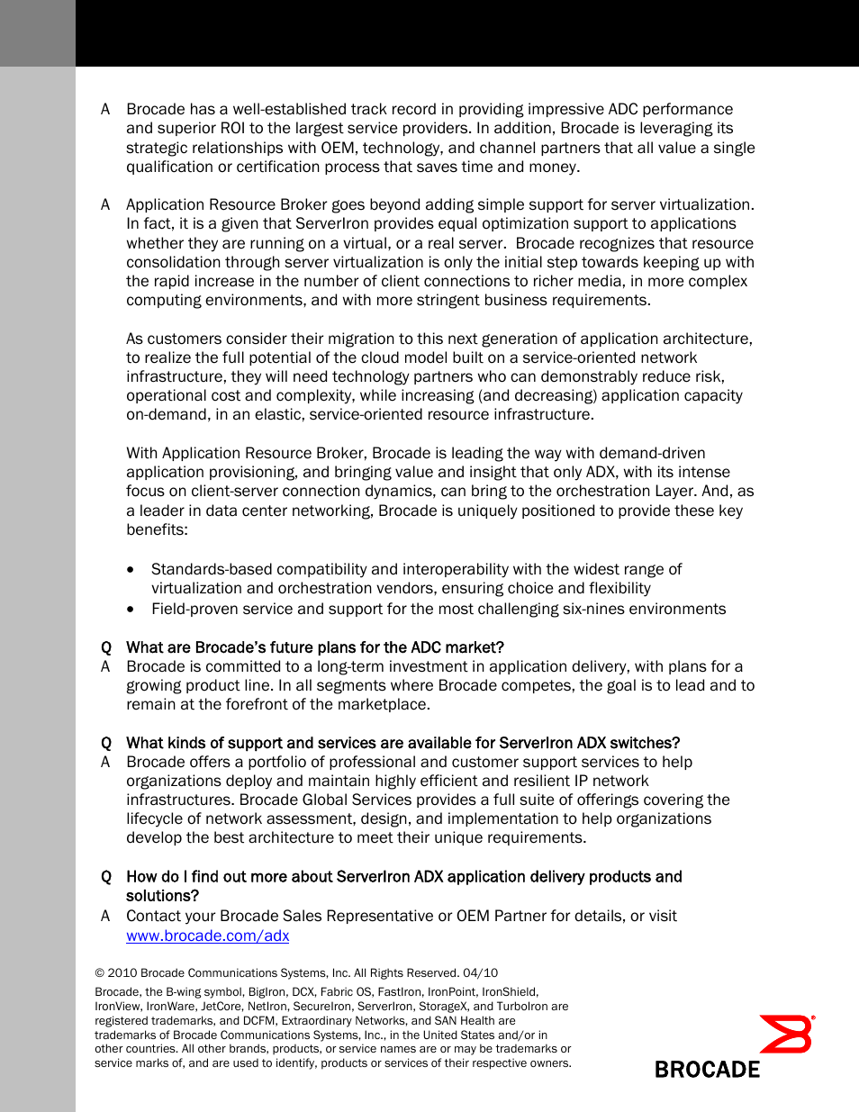 Brocade Communications Systems Brocade Serveiron 1000 User Manual | Page 14 / 14