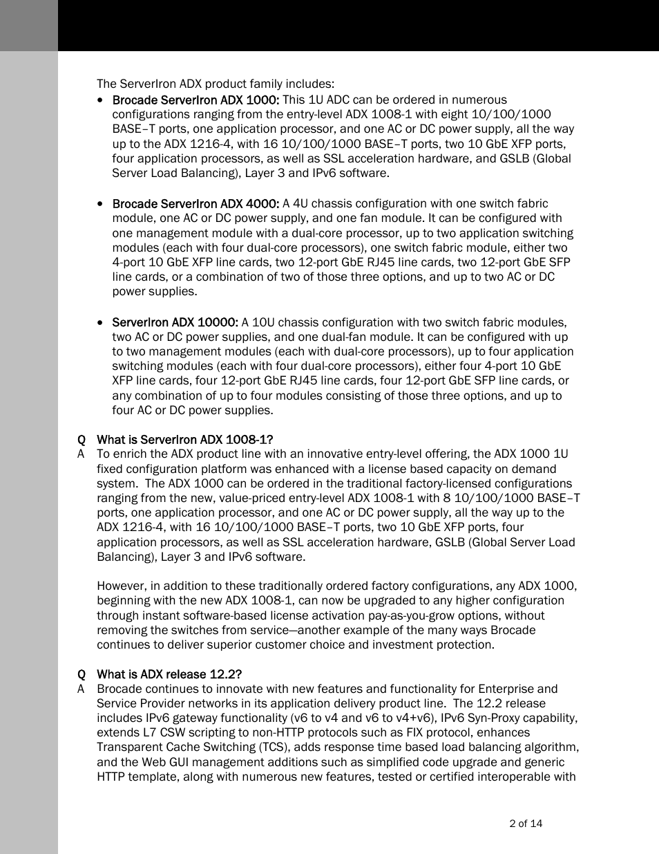 Brocade Communications Systems Brocade Serveiron 1000 User Manual | Page 2 / 14
