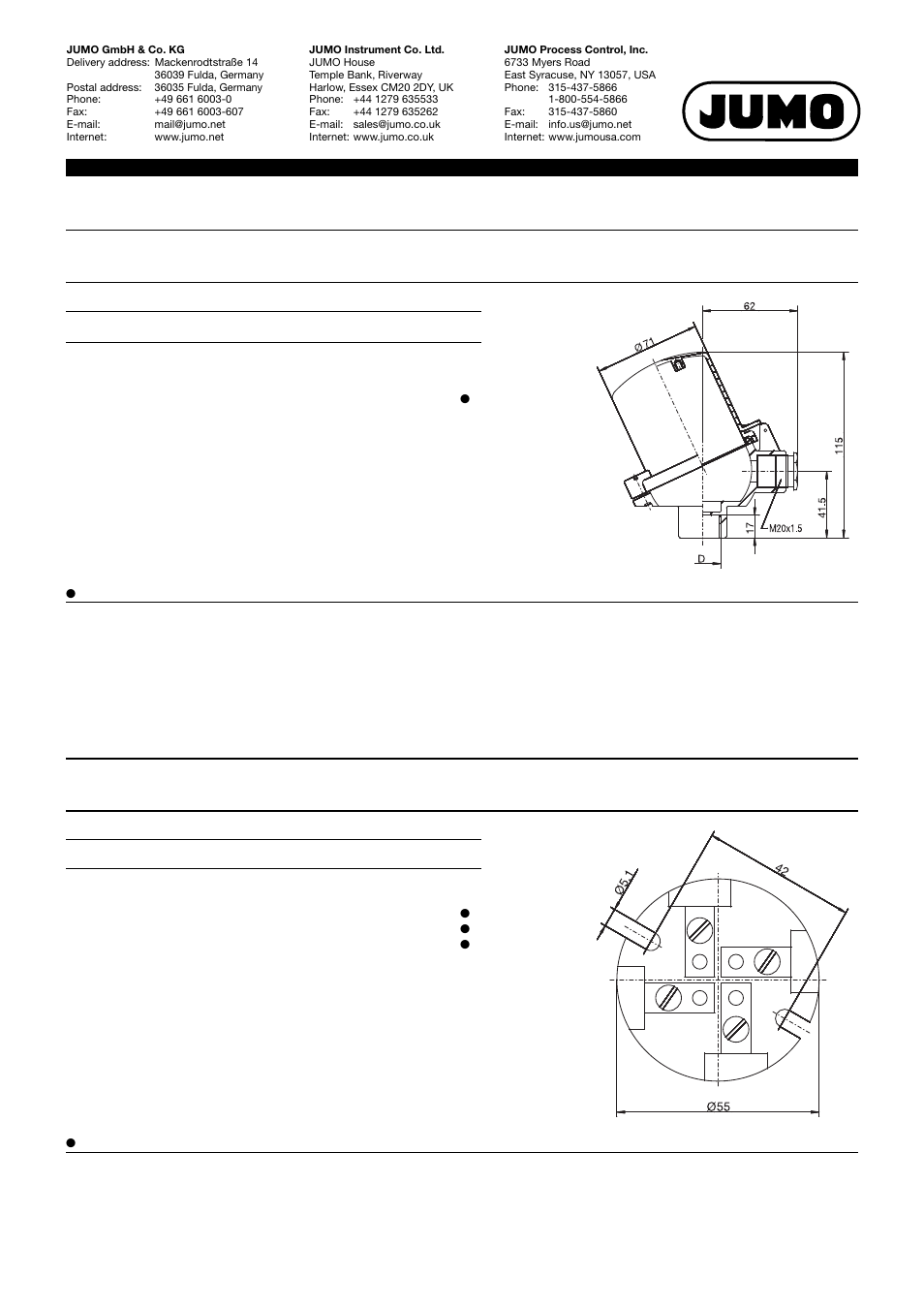 Terminal head, form buzh ip65 protection | JUMO 909715 Terminal Heads Data Sheet User Manual | Page 4 / 5