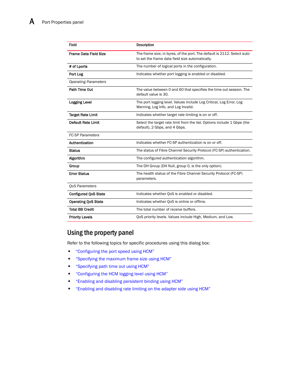 Using the property panel | Brocade Communications Systems 415 User Manual | Page 114 / 186