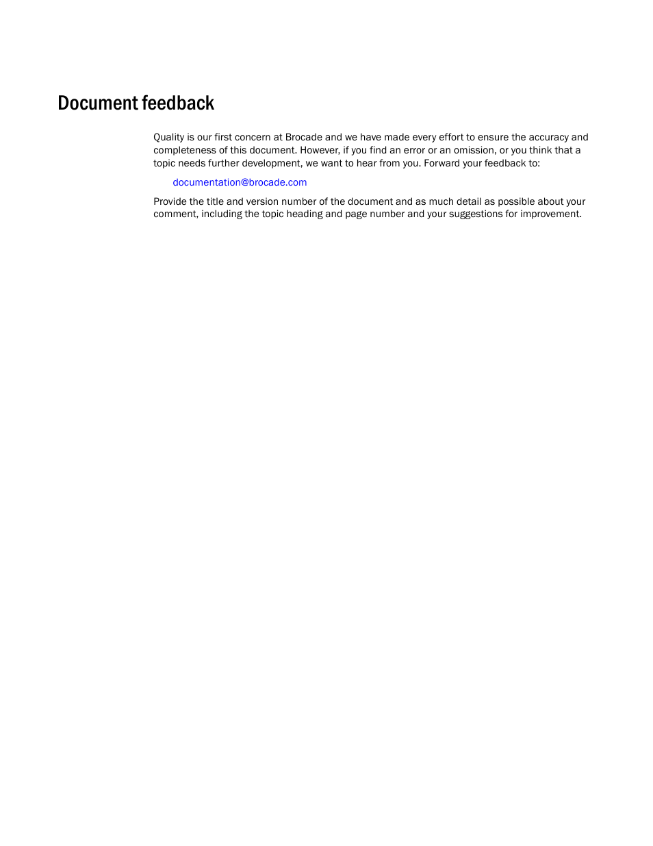 Document feedback | Brocade Communications Systems 415 User Manual | Page 13 / 186