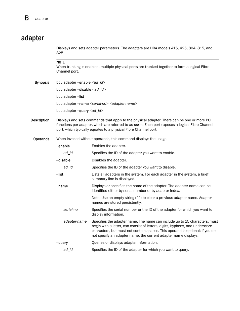 Adapter | Brocade Communications Systems 415 User Manual | Page 140 / 186