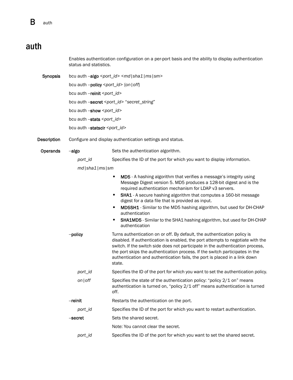 Auth | Brocade Communications Systems 415 User Manual | Page 142 / 186