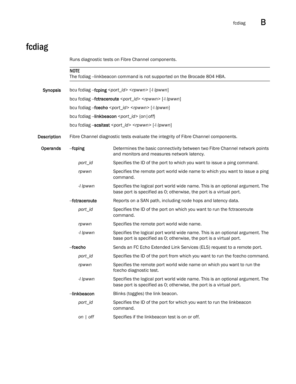 Fcdiag | Brocade Communications Systems 415 User Manual | Page 155 / 186