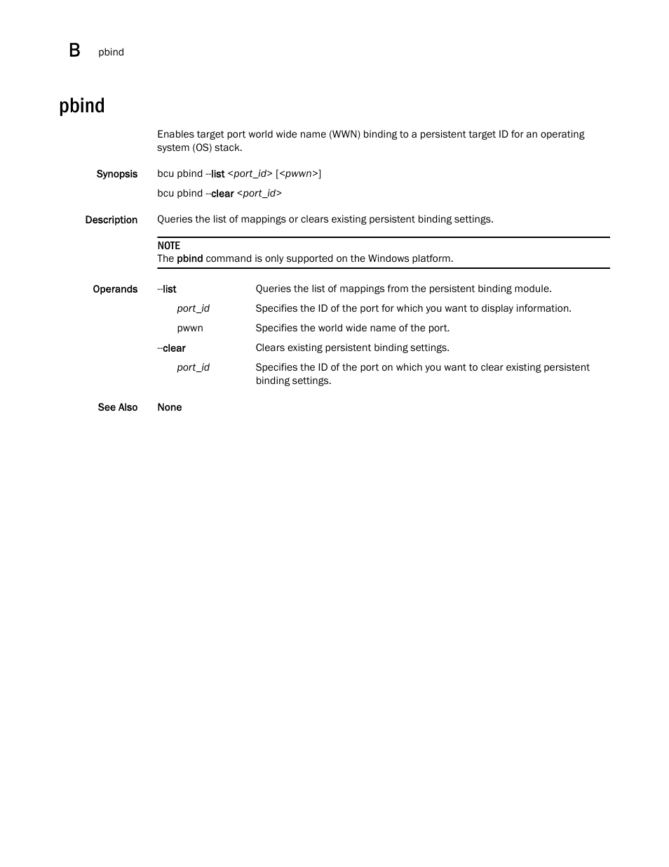 Pbind | Brocade Communications Systems 415 User Manual | Page 164 / 186