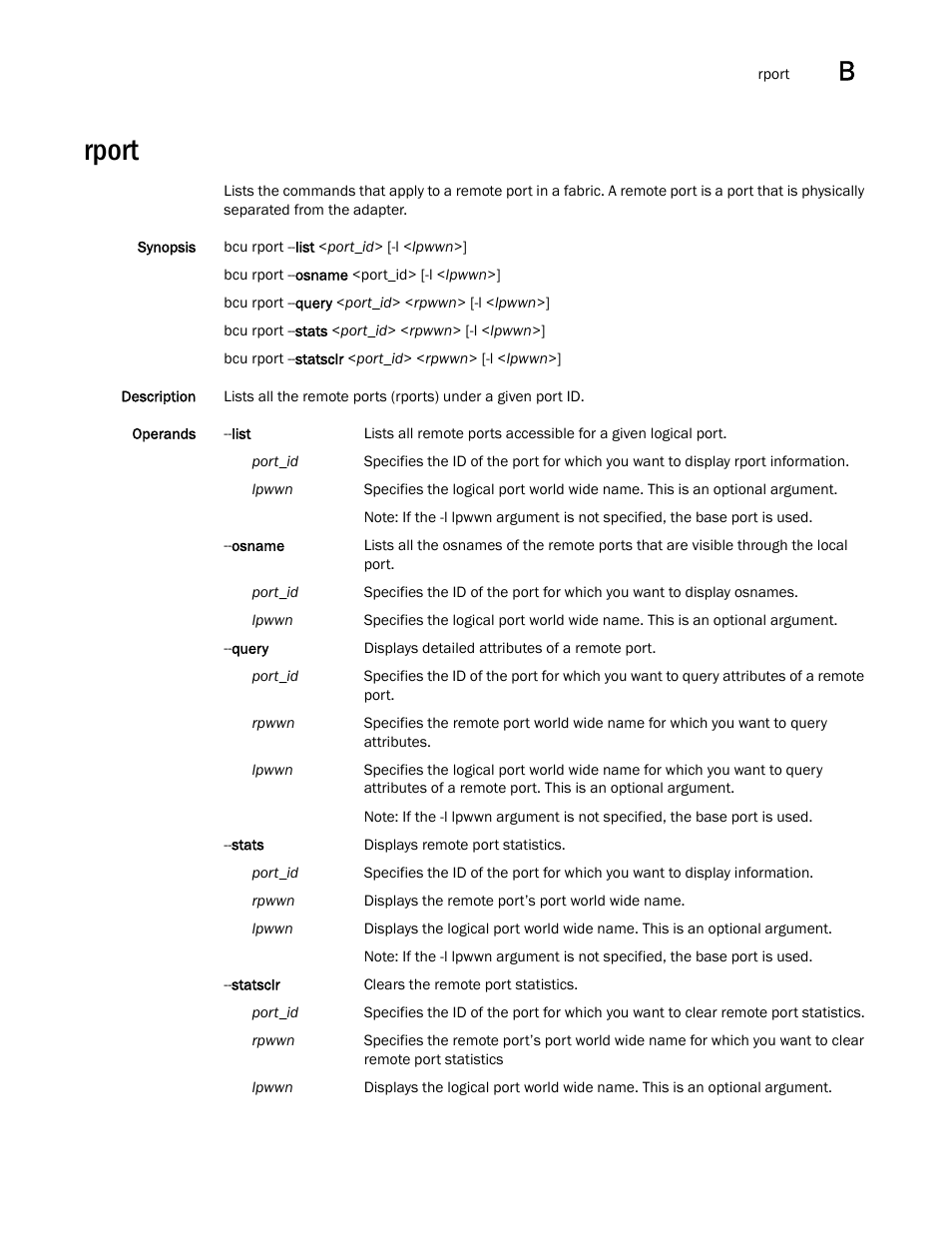 Rport | Brocade Communications Systems 415 User Manual | Page 171 / 186