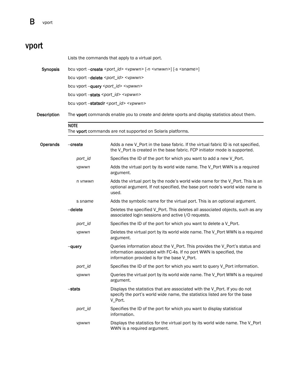 Vport | Brocade Communications Systems 415 User Manual | Page 174 / 186