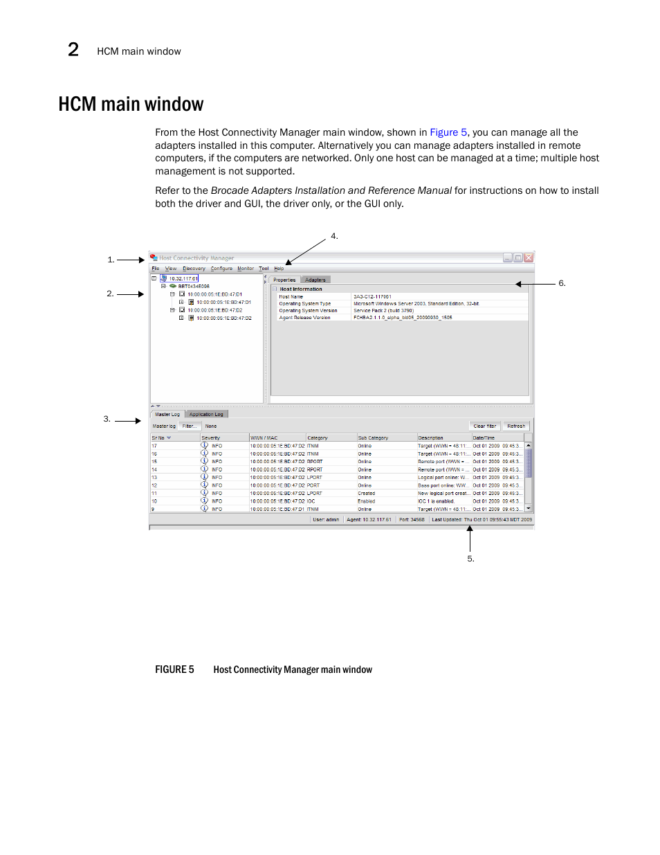 Hcm main window | Brocade Communications Systems 415 User Manual | Page 26 / 186