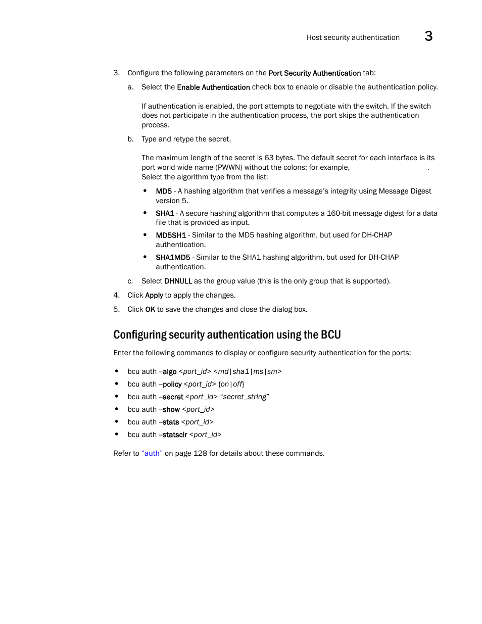 Configuring security authentication using the bcu | Brocade Communications Systems 415 User Manual | Page 33 / 186