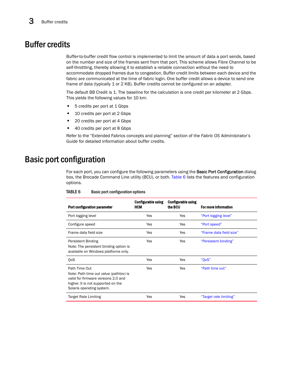 Buffer credits, Basic port configuration | Brocade Communications Systems 415 User Manual | Page 34 / 186