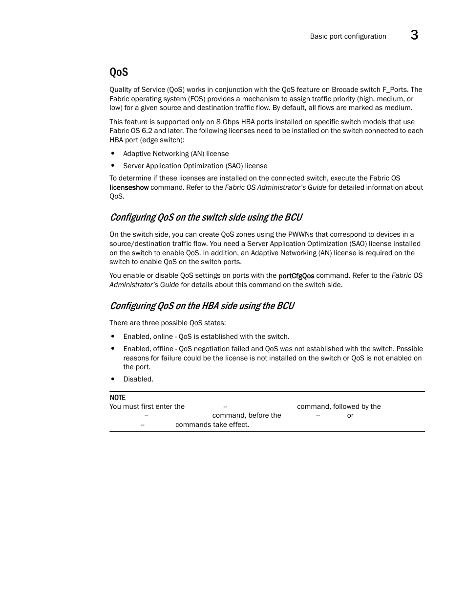 Configuring qos on the switch side using the bcu, Configuring qos on the hba side using the bcu | Brocade Communications Systems 415 User Manual | Page 39 / 186