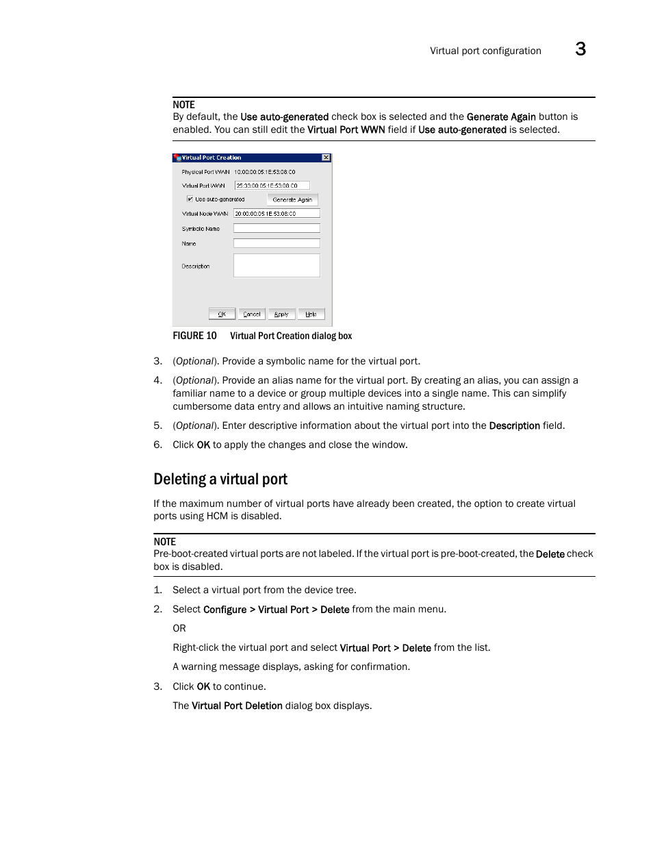 Deleting a virtual port, Figure 10 | Brocade Communications Systems 415 User Manual | Page 47 / 186