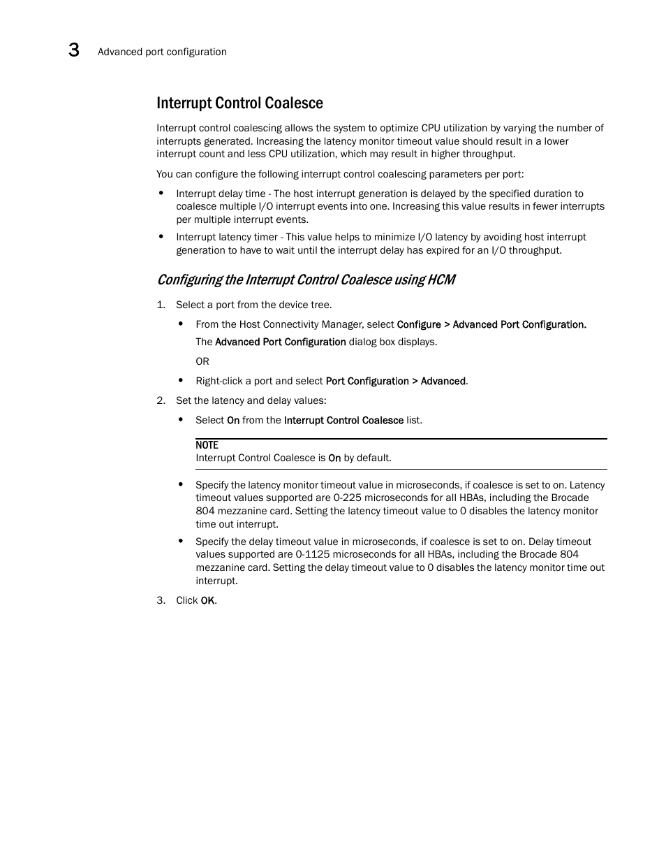 Interrupt control coalesce | Brocade Communications Systems 415 User Manual | Page 50 / 186