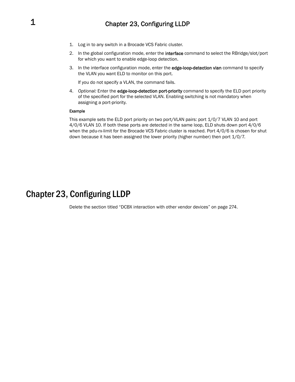 Chapter 23, configuring lldp | Brocade Communications Systems Brocade Network OS 2.1 User Manual | Page 14 / 44