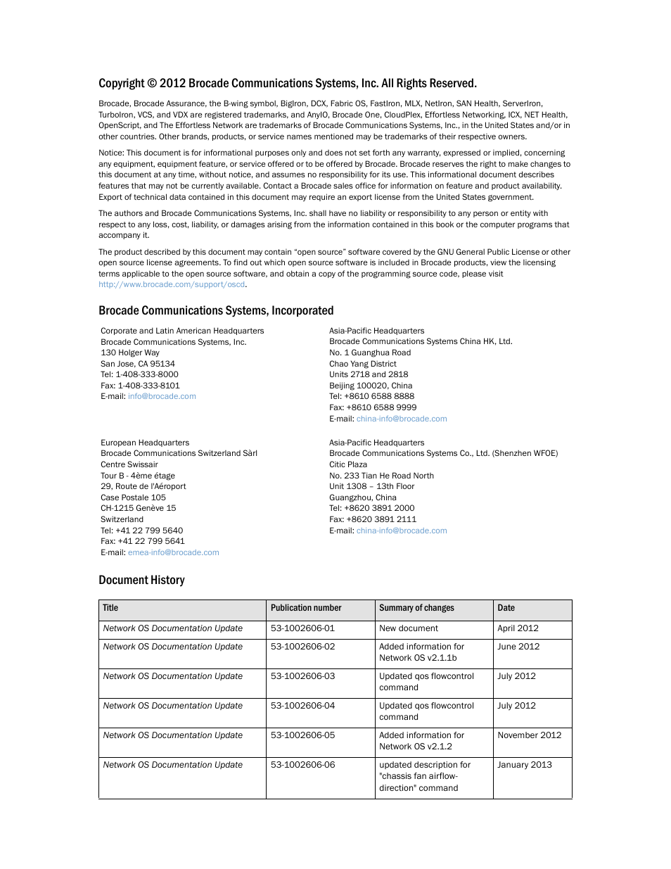 Brocade Communications Systems Brocade Network OS 2.1 User Manual | Page 2 / 44