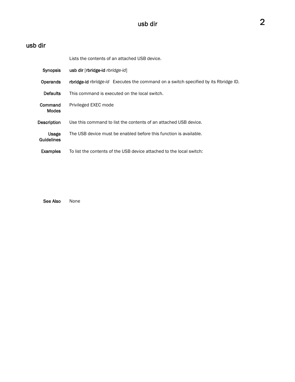 Usb dir | Brocade Communications Systems Brocade Network OS 2.1 User Manual | Page 31 / 44