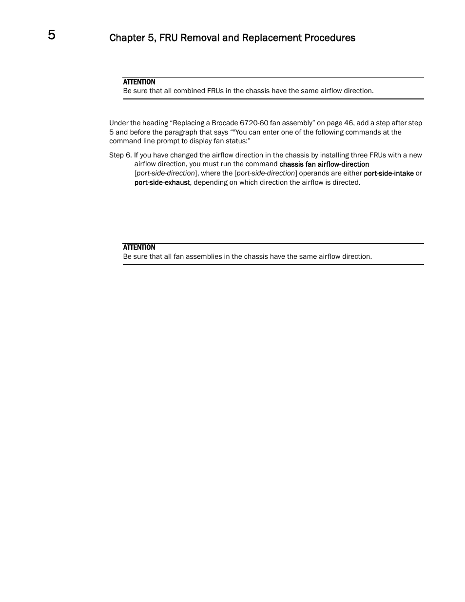 Chapter 5, fru removal and replacement procedures | Brocade Communications Systems Brocade Network OS 2.1 User Manual | Page 42 / 44