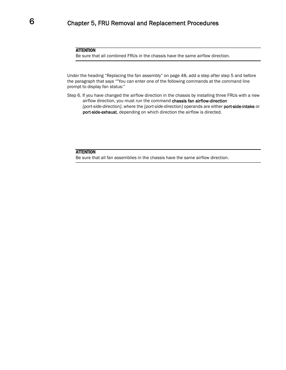 Chapter 5, fru removal and replacement procedures | Brocade Communications Systems Brocade Network OS 2.1 User Manual | Page 44 / 44