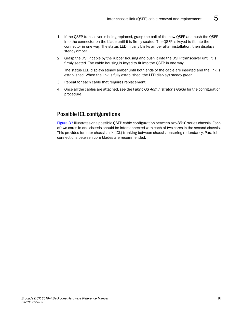 Possible icl configurations | Brocade Communications Systems Brocade Backbone DCX 8510-4 User Manual | Page 111 / 168