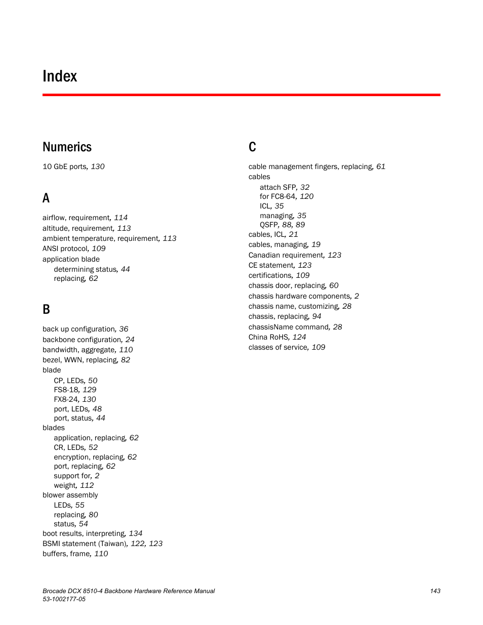 Index, Numerics | Brocade Communications Systems Brocade Backbone DCX 8510-4 User Manual | Page 163 / 168