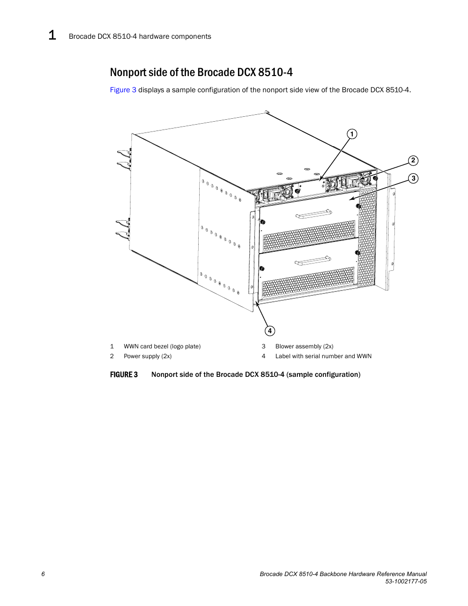 Nonport side of the brocade dcx 8510-4, Figure 3, Nonport side | Brocade Communications Systems Brocade Backbone DCX 8510-4 User Manual | Page 26 / 168