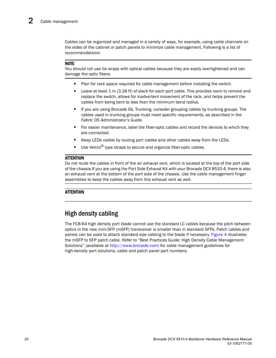 High density cabling | Brocade Communications Systems Brocade Backbone DCX 8510-4 User Manual | Page 40 / 168