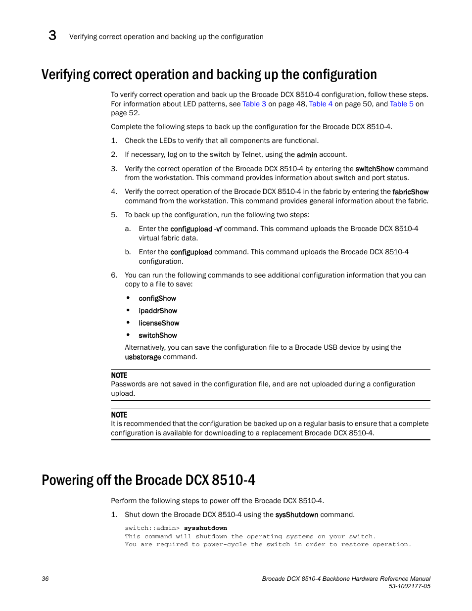 Powering off the brocade dcx 8510-4 | Brocade Communications Systems Brocade Backbone DCX 8510-4 User Manual | Page 56 / 168