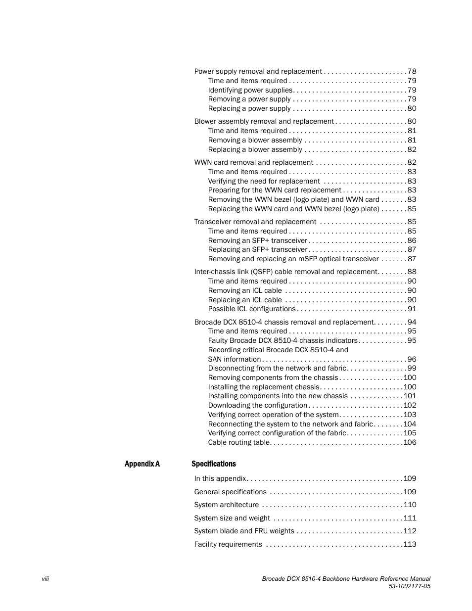 Brocade Communications Systems Brocade Backbone DCX 8510-4 User Manual | Page 8 / 168