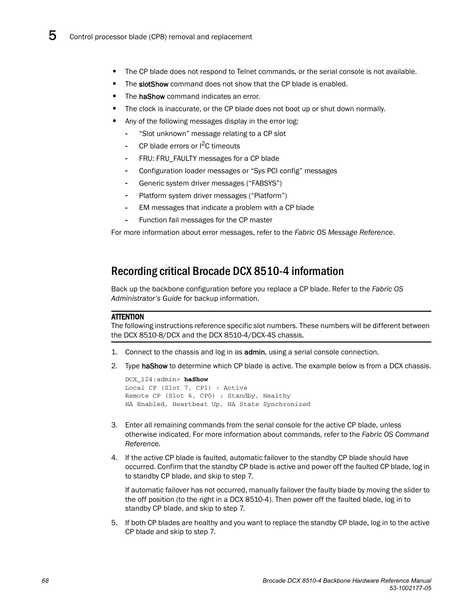 Recording critical brocade dcx 8510-4 information | Brocade Communications Systems Brocade Backbone DCX 8510-4 User Manual | Page 88 / 168