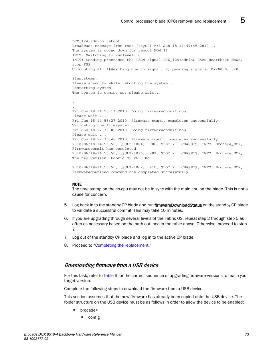 Downloading firmware from a usb device | Brocade Communications Systems Brocade Backbone DCX 8510-4 User Manual | Page 93 / 168