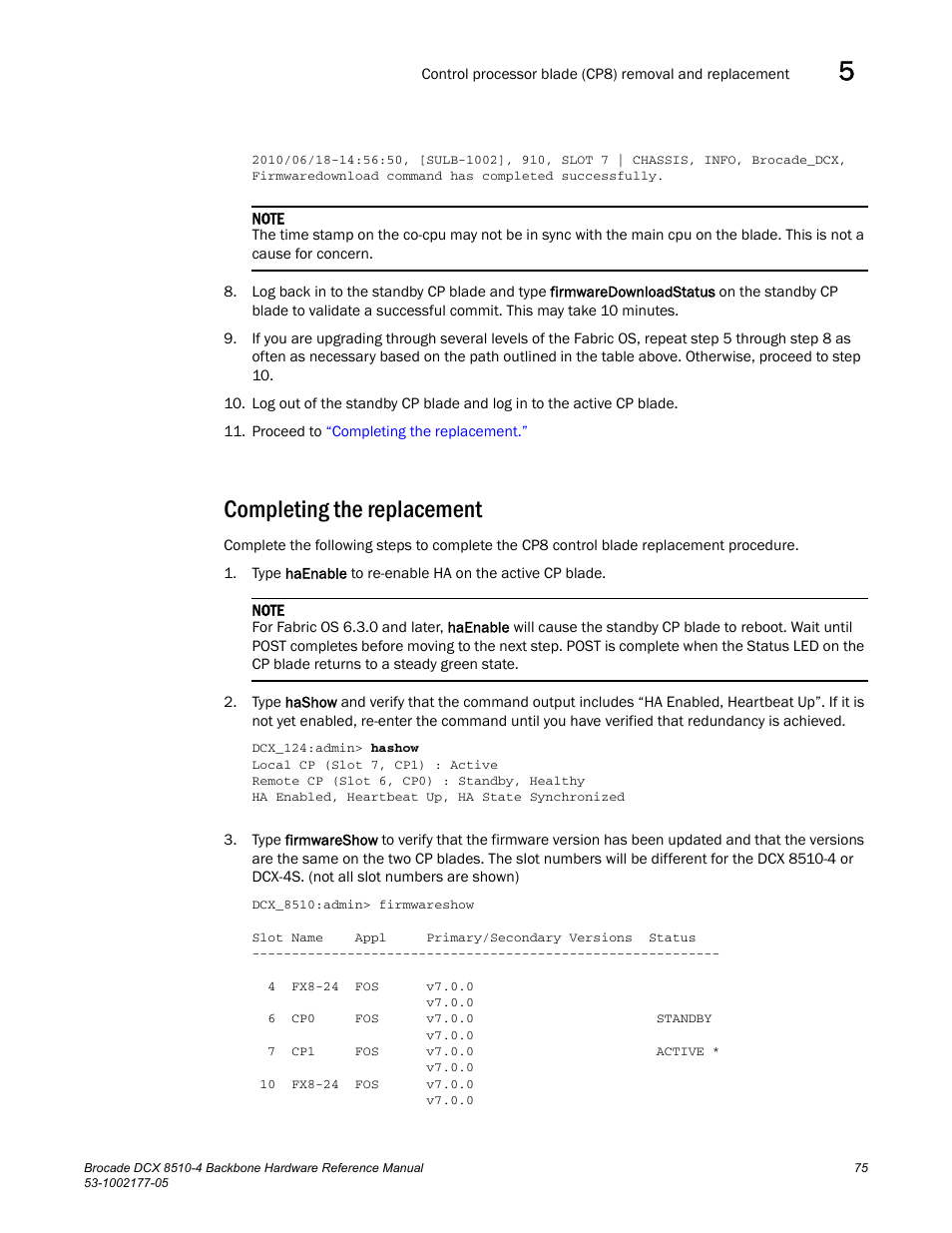 Completing the replacement | Brocade Communications Systems Brocade Backbone DCX 8510-4 User Manual | Page 95 / 168
