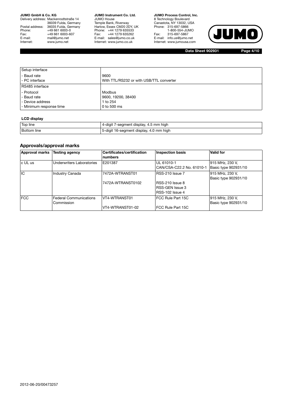 JUMO 902931 Wtrans Receiver with Wireless Data Transmission Data Sheet User Manual | Page 4 / 10