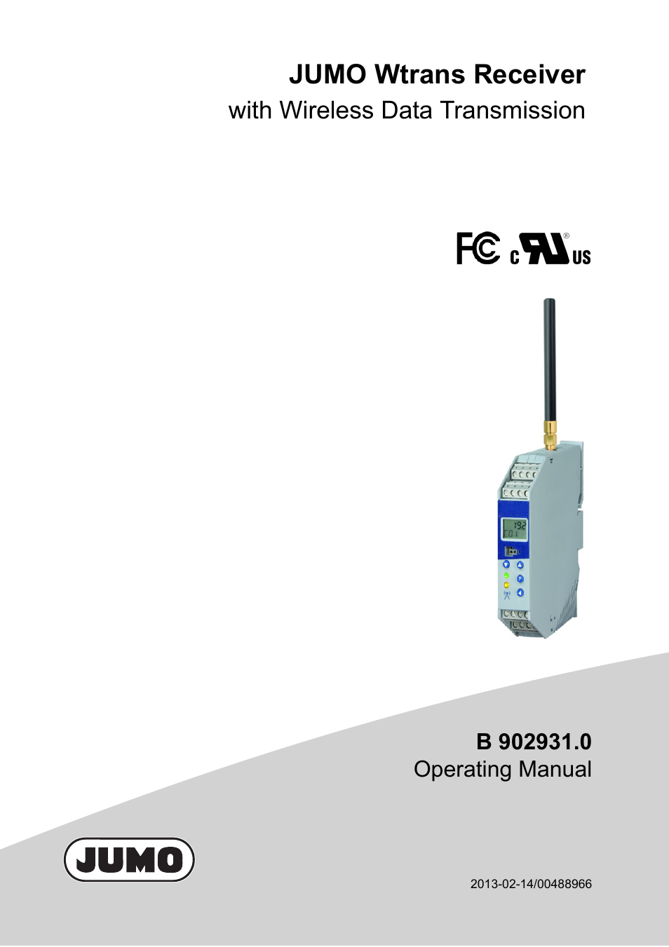 JUMO 902931 Wtrans Receiver with Wireless Data Transmission Operating Manual User Manual | 104 pages