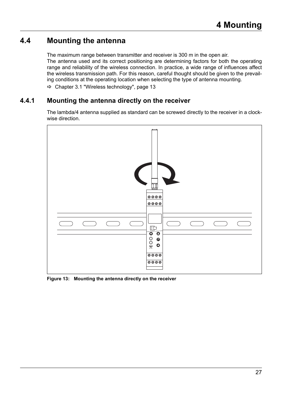 4 mounting, 4 mounting the antenna | JUMO 902931 Wtrans Receiver with Wireless Data Transmission Operating Manual User Manual | Page 27 / 104