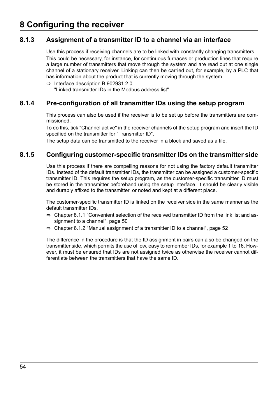 8 configuring the receiver | JUMO 902931 Wtrans Receiver with Wireless Data Transmission Operating Manual User Manual | Page 54 / 104