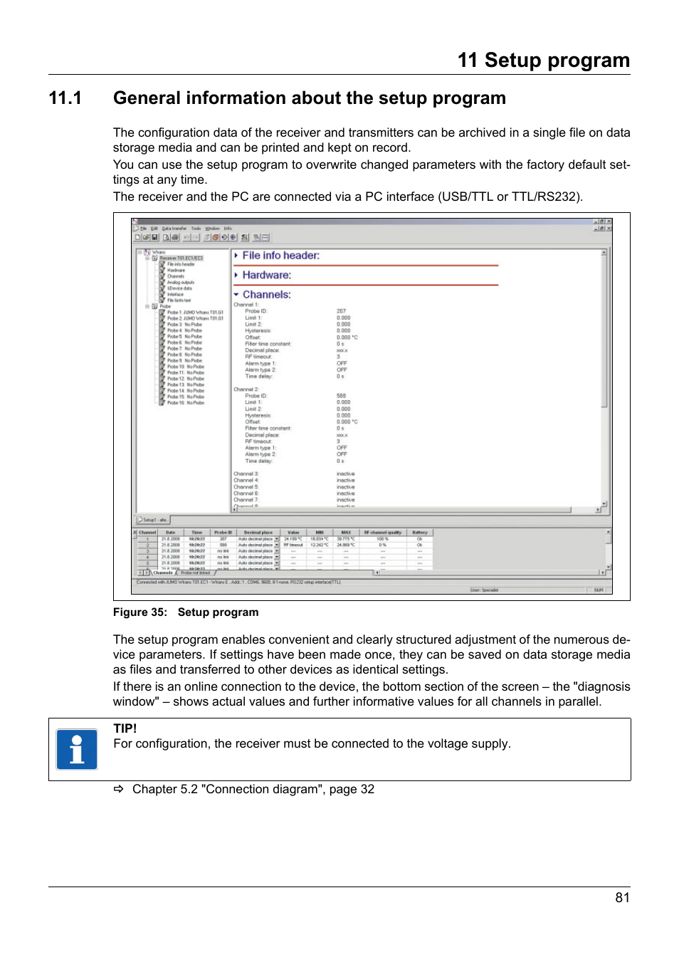 11 setup program, 1 general information about the setup program | JUMO 902931 Wtrans Receiver with Wireless Data Transmission Operating Manual User Manual | Page 81 / 104