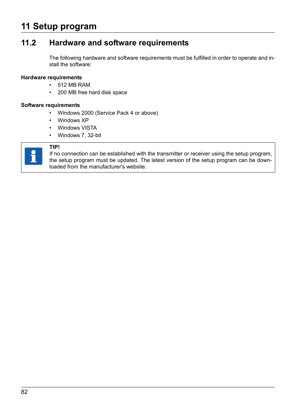 11 setup program, 2 hardware and software requirements | JUMO 902931 Wtrans Receiver with Wireless Data Transmission Operating Manual User Manual | Page 82 / 104