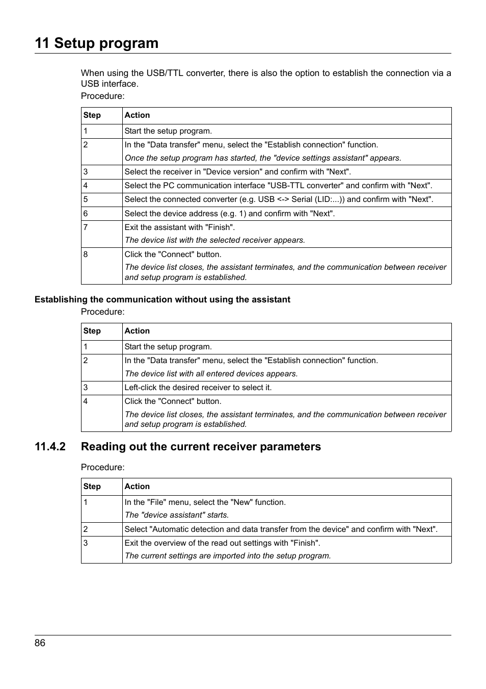 11 setup program, 2 reading out the current receiver parameters | JUMO 902931 Wtrans Receiver with Wireless Data Transmission Operating Manual User Manual | Page 86 / 104