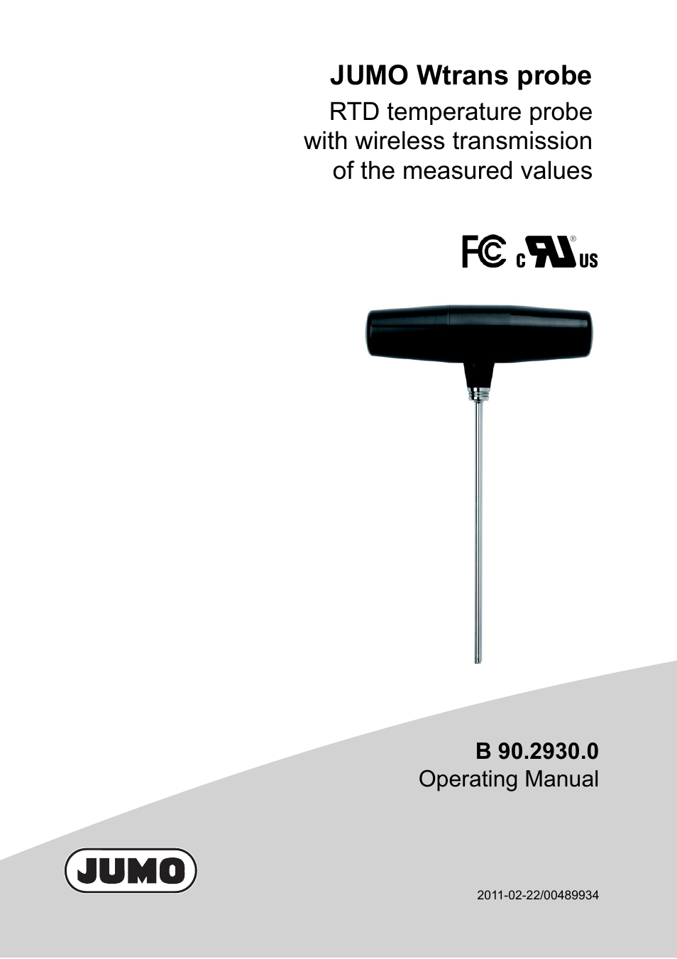 JUMO 902930 Wtrans Transmitter RTD Temperature Probe with Wireless Data Transmission Operating Manual User Manual | 52 pages