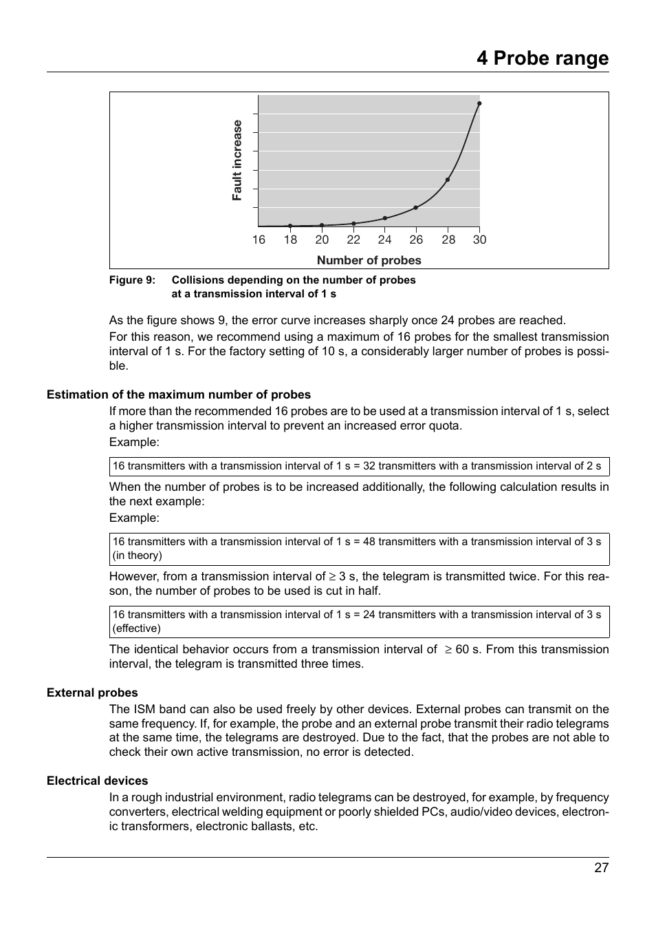 4 probe range | JUMO 902930 Wtrans Transmitter RTD Temperature Probe with Wireless Data Transmission Operating Manual User Manual | Page 27 / 52
