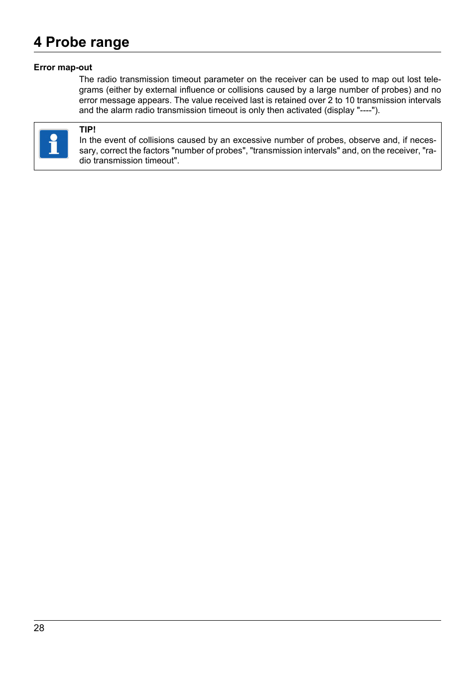 4 probe range | JUMO 902930 Wtrans Transmitter RTD Temperature Probe with Wireless Data Transmission Operating Manual User Manual | Page 28 / 52