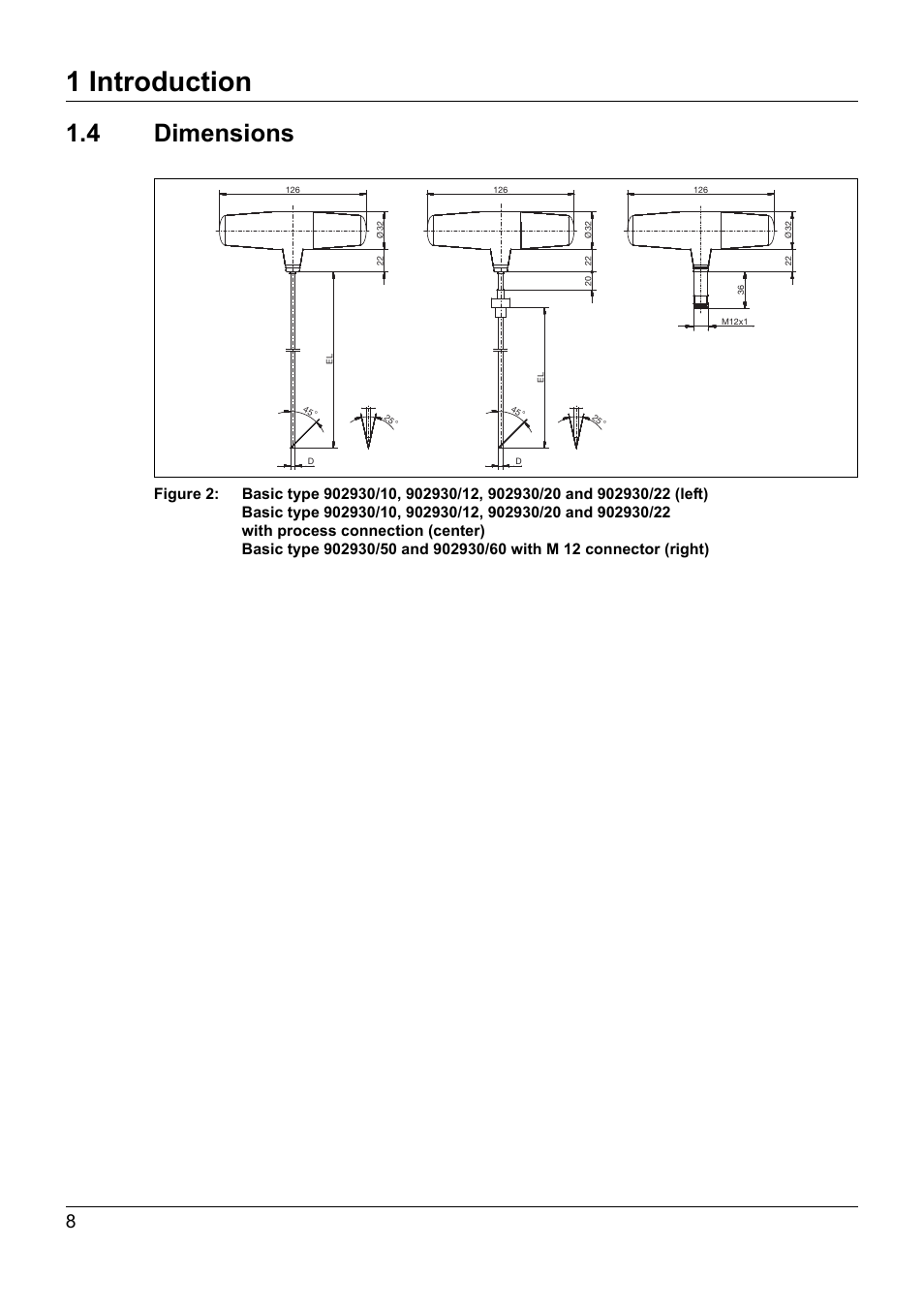 4 dimensions, Dimensions, 1 introduction | JUMO 902930 Wtrans Transmitter RTD Temperature Probe with Wireless Data Transmission Operating Manual User Manual | Page 8 / 52