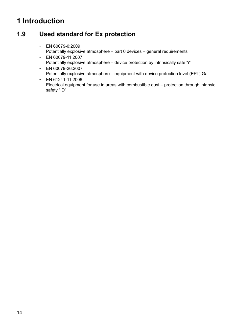 9 used standard for ex protection, Used standard for ex protection, 1 introduction | JUMO 902930 Wtrans Transmitter RTD Temperature Probe with Ex approval Operating Manual User Manual | Page 14 / 48